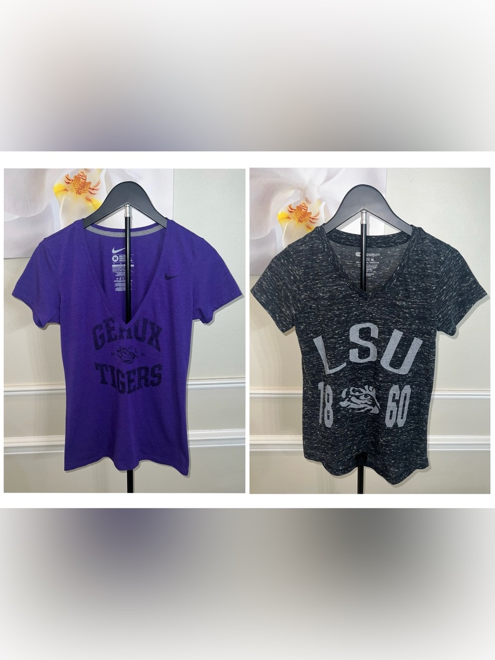 2 FOR 1: Women’s LSU V-Neck Short Sleeve Shirts! Size Medium. 💜💛
